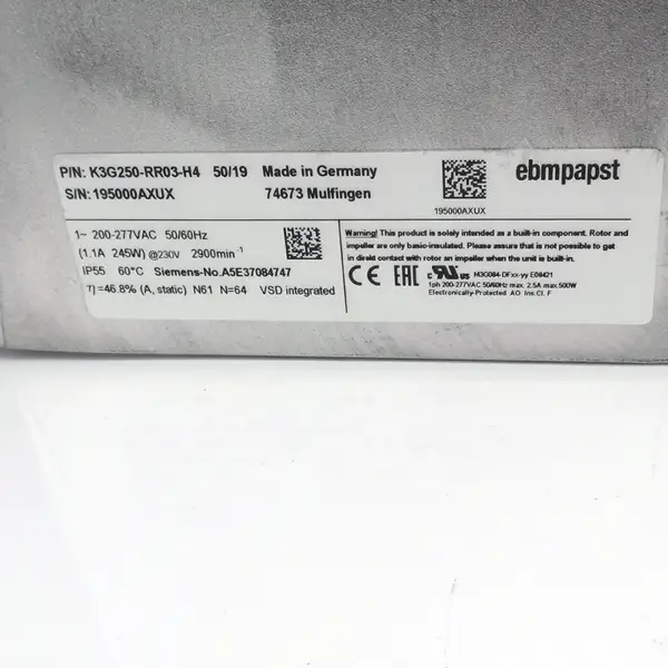Ebmpapst K3G250-RR03-H4 ventilator
