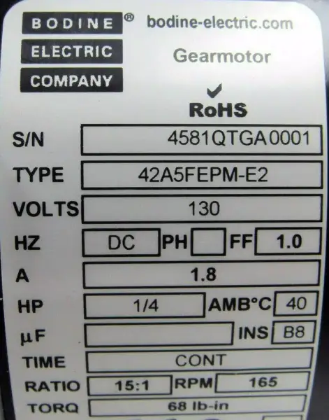 BODINE ELEKTRISCHE 42A5FEPM-E2