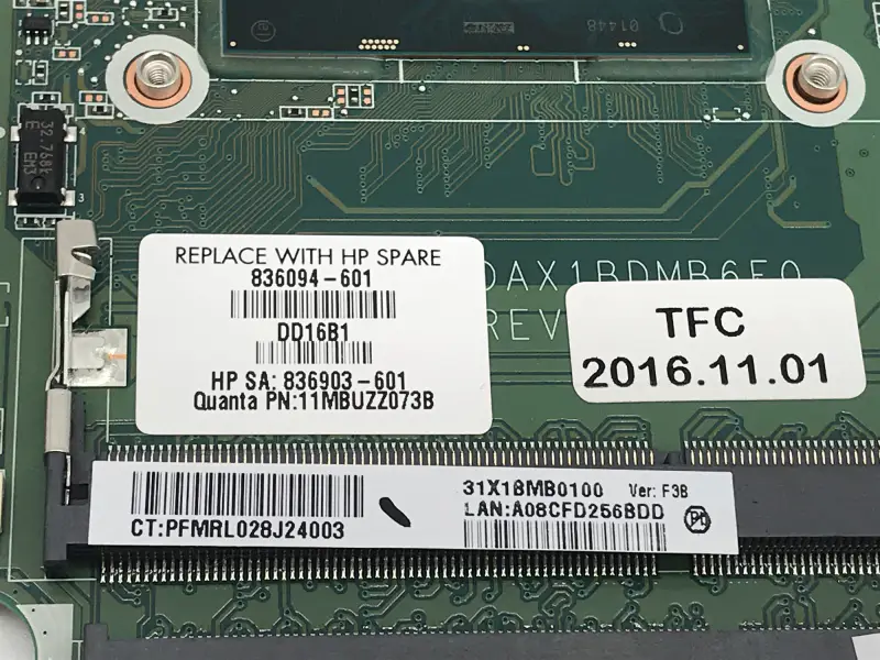 HP 836094-001 836094-501 836094-601 DAX1BDMB6F0 Moederbord