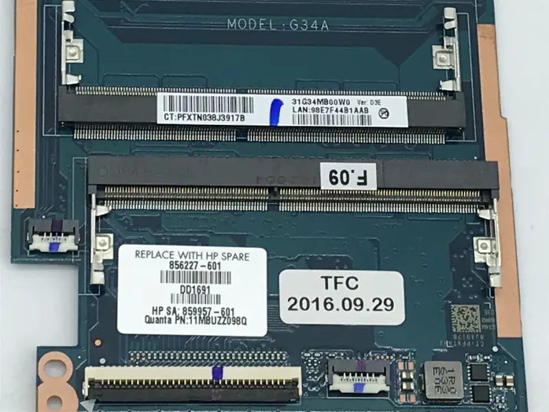 HP 856227-001 856227-501 856227-601 I7-6500U 940MX 2GB DAG34AMB6D0 Moederbord