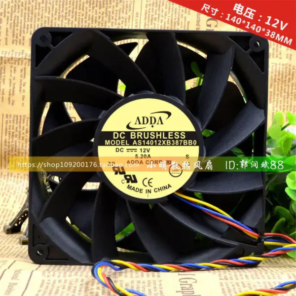 ADDA 14038 14CM 12V 5.20A AS14012XB387BB0 ventilator