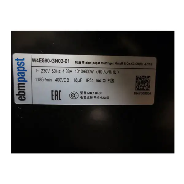 Originele Duitsland W4E560-GN03-01 560mm ebm papst 230V 1010W 4.38A Kogellager Air Conditioner Axiaalventilator