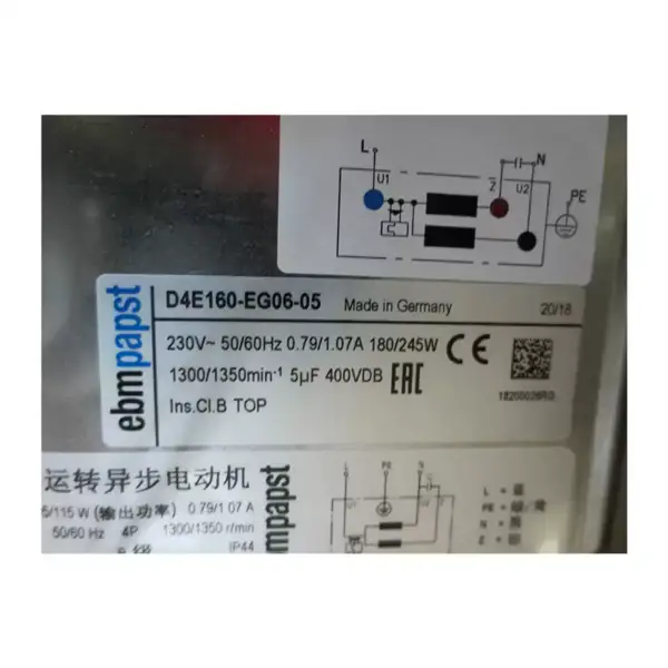 ebm papst centrifugaalventilator D4E160-EG06-05 180W 0,79A frequentieomvormer ventilator