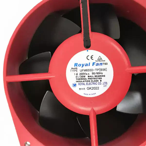 ROYAL TYPE UFM655D-TP[B56] 200V 41/36W 0.33/0.27A 2800RPM 312/360m3/h 2 draden Koelventilator