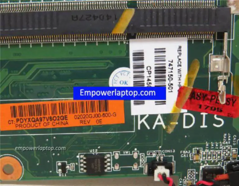HP 15-D A6-5200 747150-501 Moederbord