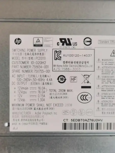 HP PCD018 DPS-280AB-5 A voeding