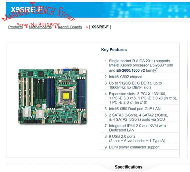 X9sre-f Voor Supermicro Moederbord Lga2011 E5-2600/1600 V1/v2 Familie Ddr3 3 Pci-x 133/100