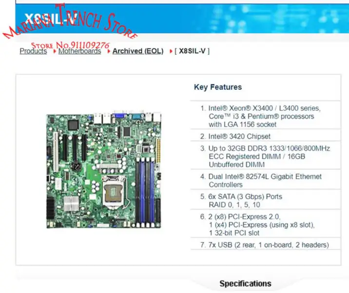 X8sil-v Voor Supermicro Moederbord Lga 1156 Xeon X3400/L3400 Serie Kern I3 Ddr3
