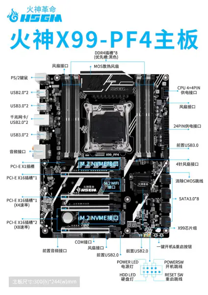Hsgm X99-pf4 Ondersteuning 22nm Processor Server Universele Pci-e 3.0 Computer Moederbord