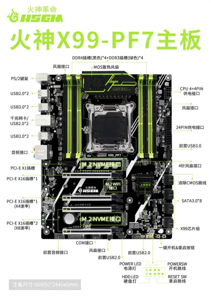 Hsgm X99-pf7 Ondersteuning Vier Kanaal Ddr3/ddr4 X99 Chipset Server Moederbord