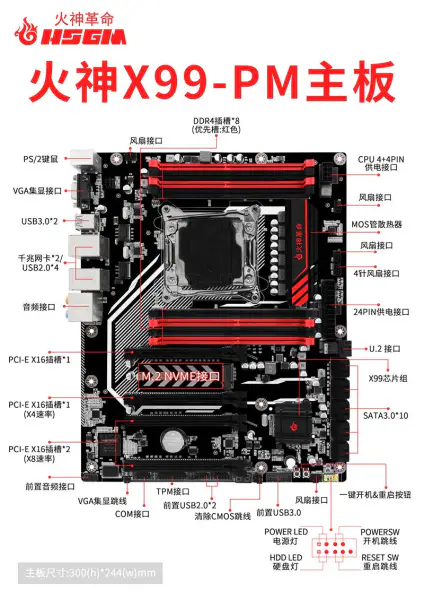 Hsgm X99-pm Lga 2011-3 Cpu Socket Server Computer Moederbord