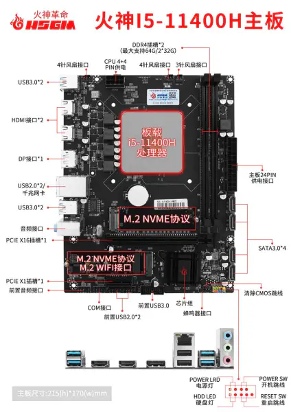 Hsgm I5-11400h Cpu Socket Moederbord Serveur Processor Moederbord
