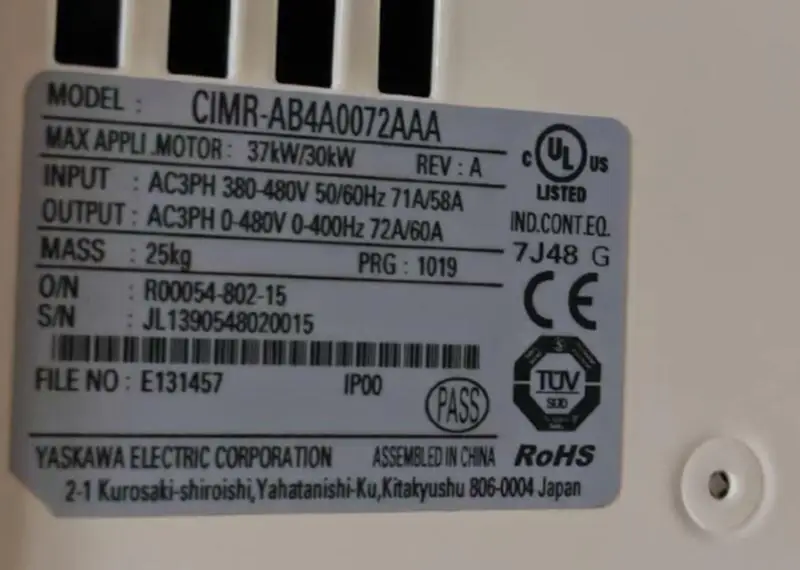 YASKAWA A1000 omvormer CIMR-AC4A0072AAA