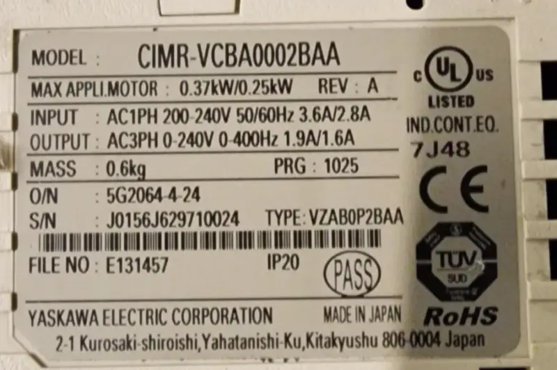 Yaskawa CIMR-VCBA0002BAA-omvormer