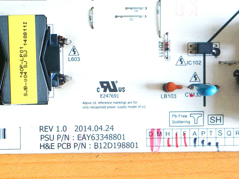 LG 55EC9300-CA EAY63348801 printplaat