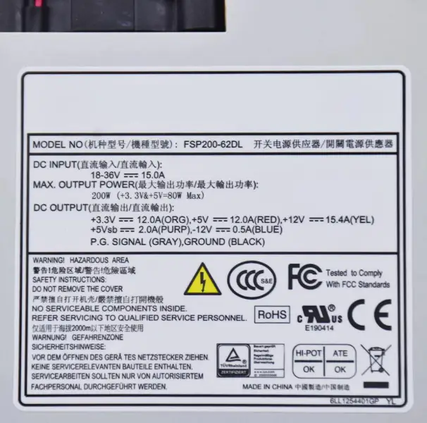 1U FLEX DC-voeding FSP200-62DL 18-36VDC-ingang