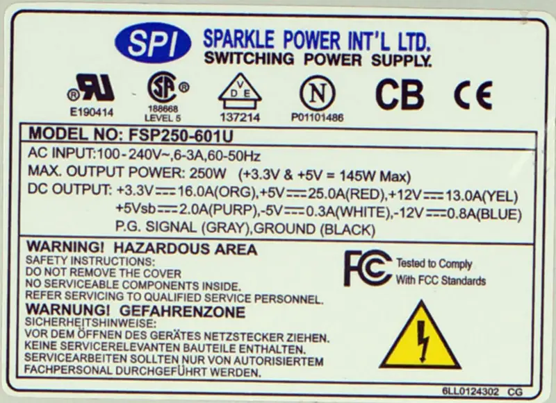 FSP FSP250-601U 250W AT 1U voeding