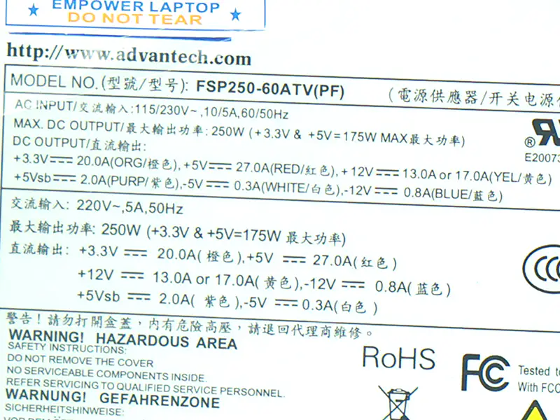 PSU voor FSP Advantech ATX -5V 610L 250W voeding FSP250-60ATV(PF) FSP250-60GTV PS8-250ATX-ZE