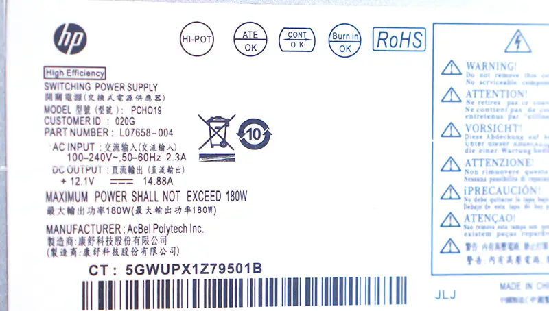 HP L07658-004 PCH019 Voeding