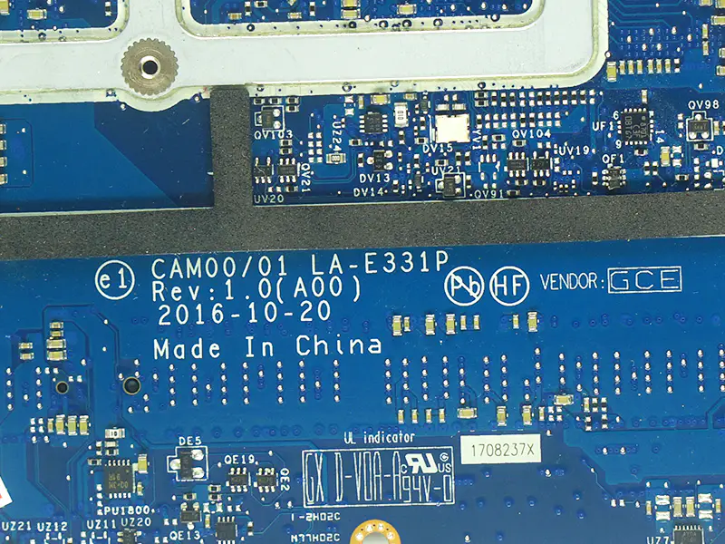 Dell XPS 15 9560 CAM00/01 LA-E331P CN-0YV12N 0YV12N YV12N Moederbord