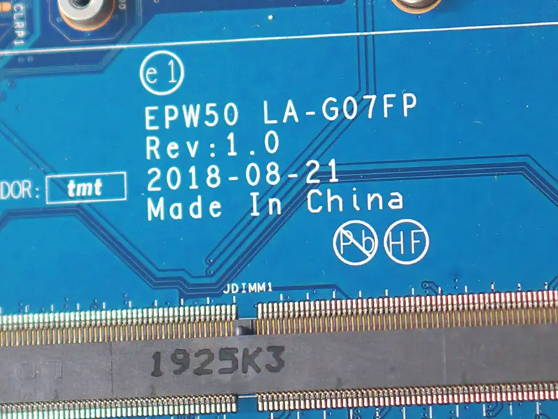 HP 15-DA 15T-DA EPW50 LA-G07FP L68087-601 L68087-501 L68087-001 moederbord SRGP5 I3-10110U DDR4