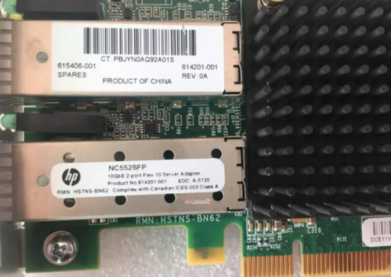 HP NC552SFP 10GbE 2-poorts Ethernet serveradapter 614203-B21 615406-001 614201-001