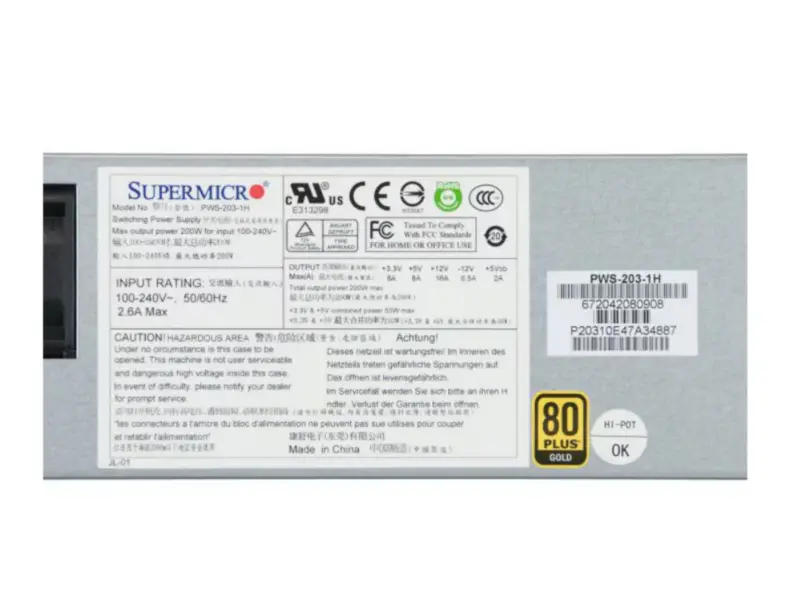 Supermicro PWS-203-1H Voeding