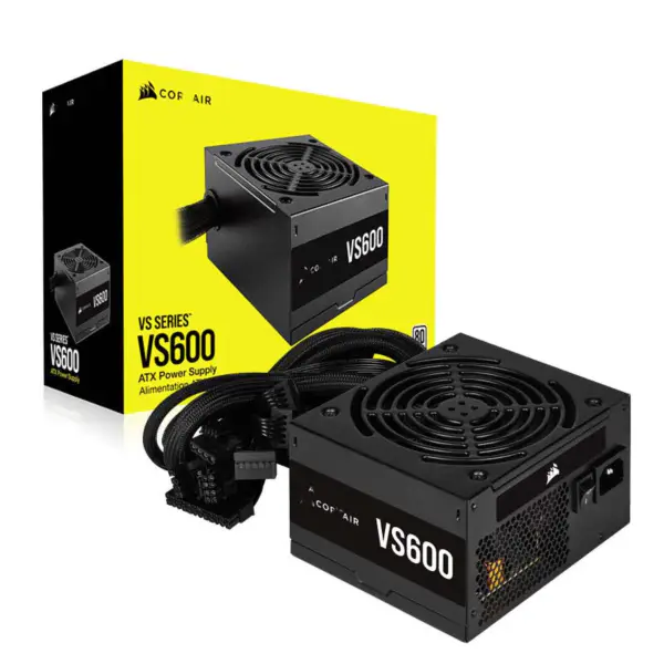 Cors Air Power Pc voeding Vs600 600w Atx voeding 80 Plus Compact formaat 12cm ventilator met laag geluidsniveau Rps0038