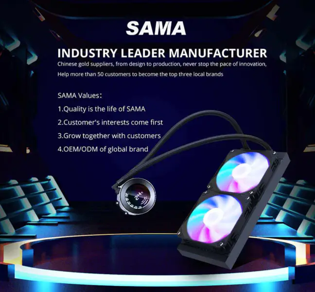 Sama 24cm Aio Cpu Koeler Radiator Koper Display Water Vloeibare Koeling Pc Cpu Koeler Rgb Glow met Computer Temperatuur Display