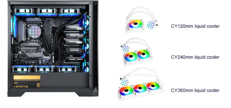 Sama 24cm Aio Cpu Koeler Radiator Koper Display Water Vloeibaar Koelen Pc Cpu Koeler Rgb Glow met een lager geluid Pomp