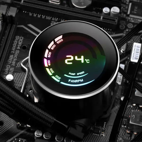 Sama 36cm Aio Cpu Koeler Radiator Koper Weergave Water Vloeibaar Koelen Pc Cpu Koeler Rgb Glow Met Computer Temperatuur Weergave