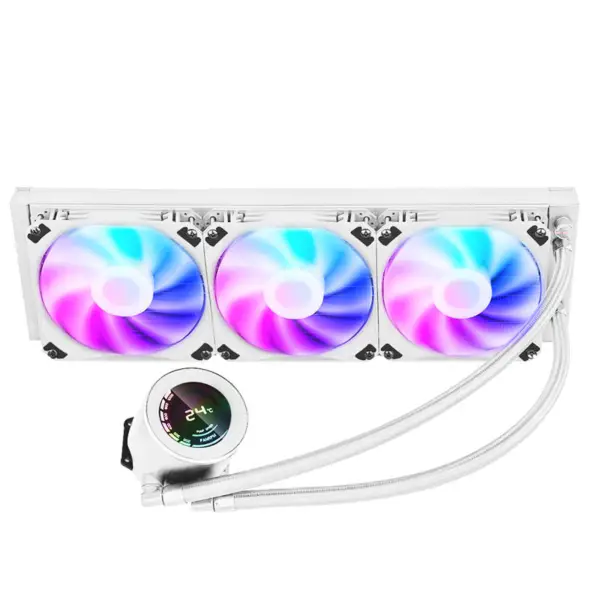Sama 36cm Aio Cpu Koeler Radiator Koper Weergave Water Vloeibaar Koelen Pc Cpu Koeler Rgb Glow Met Computer Temperatuur Weergave