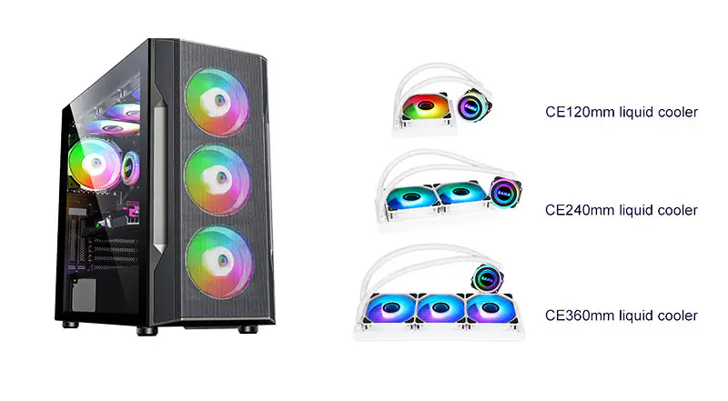 Sama 36cm Aio Cpu Koeler Radiator Koper Display Water Vloeibaar Koelen Pc Cpu Koeler Rgb Glow met een lager geluid Pomp