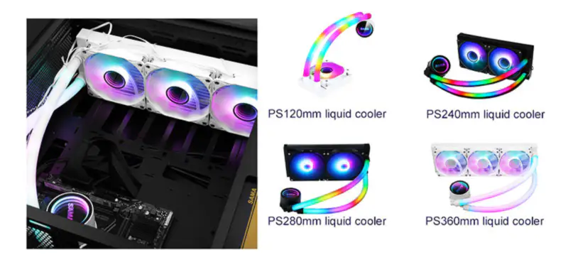 Sama Aangepaste Argb Pijpen 240 Regenboog Adresseerbare Rgb Aio Cpu Water Vloeistof Koelventilator Radiator Blok Plaat Kit Systeem