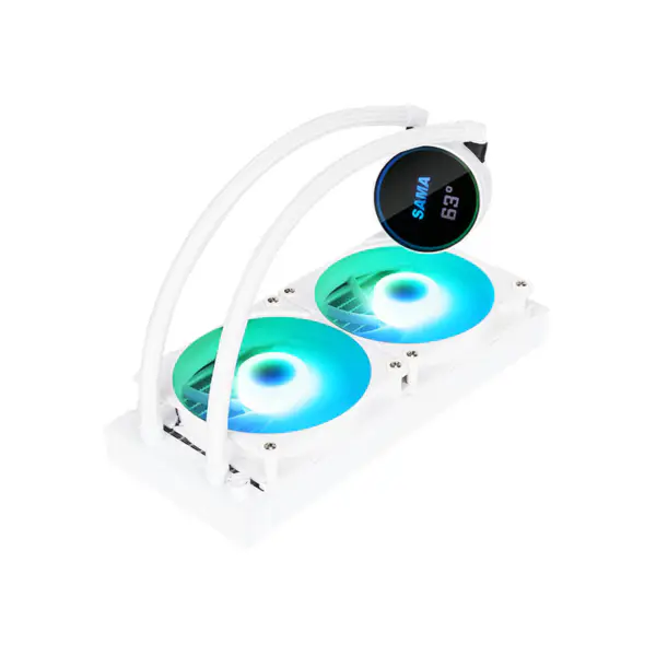 Sama Aanpasbare Logo Argb Koelventilator Cpu Koeler Wit/Zwarte Versie Lcd Weergave Cpu Kerntemperatuur Pc Vloeibare Koeler