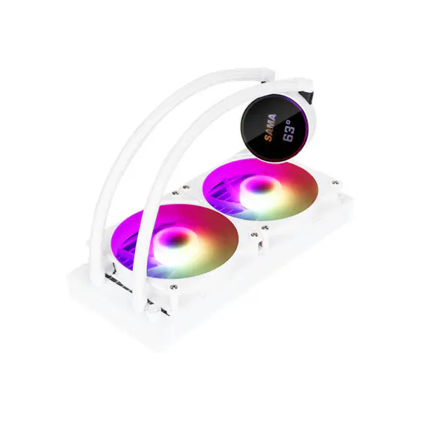 Sama Aanpasbare Logo Argb Koelventilator Cpu Koeler Wit/Zwarte Versie Lcd Weergave Cpu Kerntemperatuur Pc Vloeibare Koeler