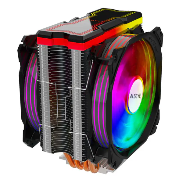 Alseye 120mm Dubbele Ventilator 4 Heat Pipes Rgb Cpu Koeler Aura