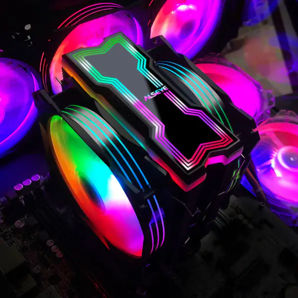 Alseye 120mm Dubbele Ventilator 4 Heat Pipes Rgb Cpu Koeler Aura