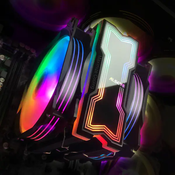 Alseye 120mm Dubbele Ventilator 4 Heat Pipes Rgb Cpu Koeler Aura