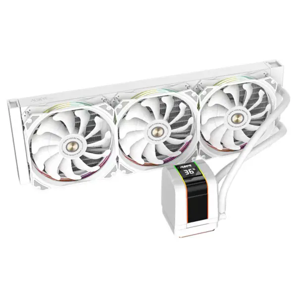 Alseye 360mm Wit Frame Sync Argb Aio Vloeistofkoeler Met Temperatuur Weergave Voor 12e Gen Cpu