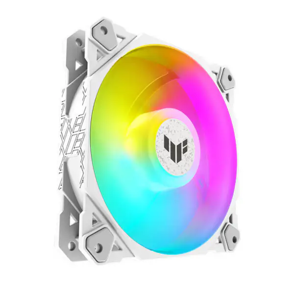 AsUs Tuf Gaming White Tf120 Pc Fan Puur Wit Ontwerp Argb Fan Pwm Temperatuurregeling Snelheidsregeling Dubbellaagse Led Array