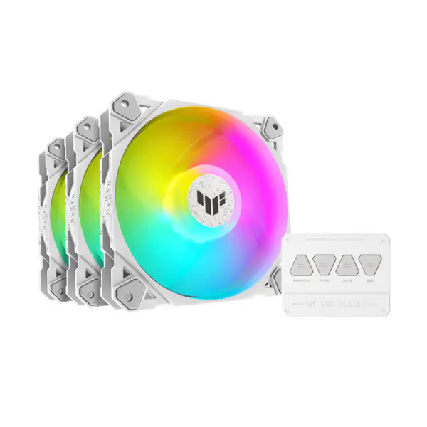 AsUs Tuf Gaming White Heroic Light Tf120 Chassis ventilator 3 stuks Argb ventilator met lichteffect controller Tuf Gaming Tf120 Argb 3in1